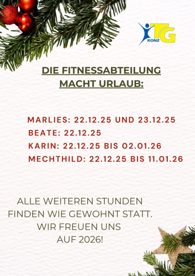 Weihnachtsurlaub Aerobic 2025