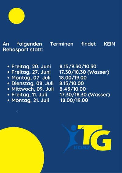Ausfall Rehasport Sommer 2025